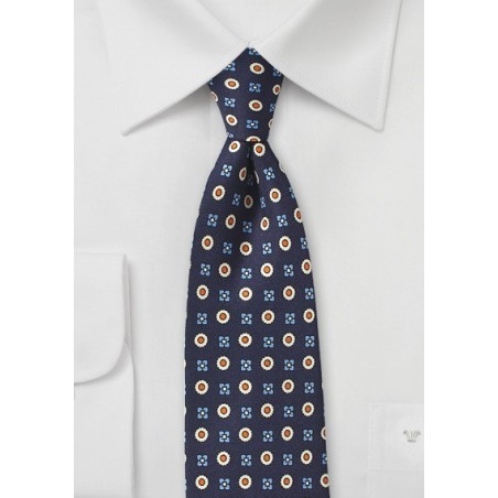 Geometric Foulard Print Tie in Blue | Cheap-Neckties.com