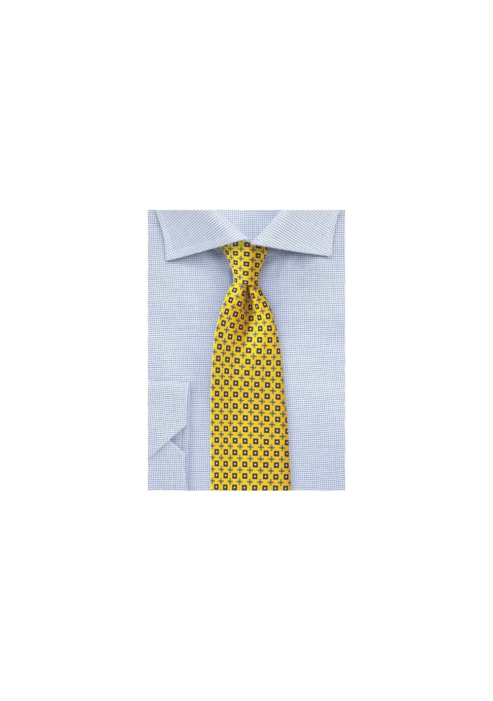 Yellow and Blue Foulard Tie