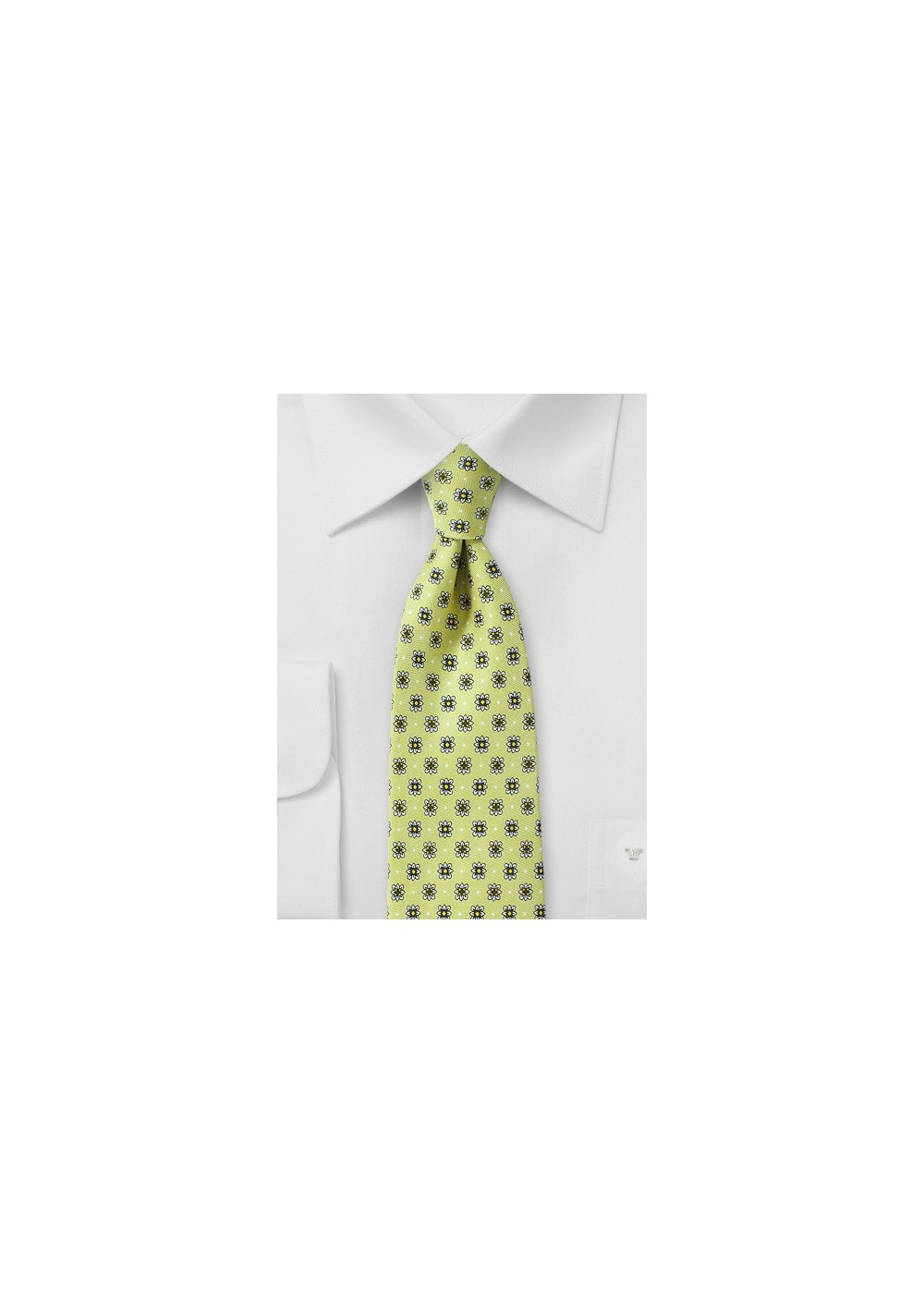 Celery Green Floral Tie