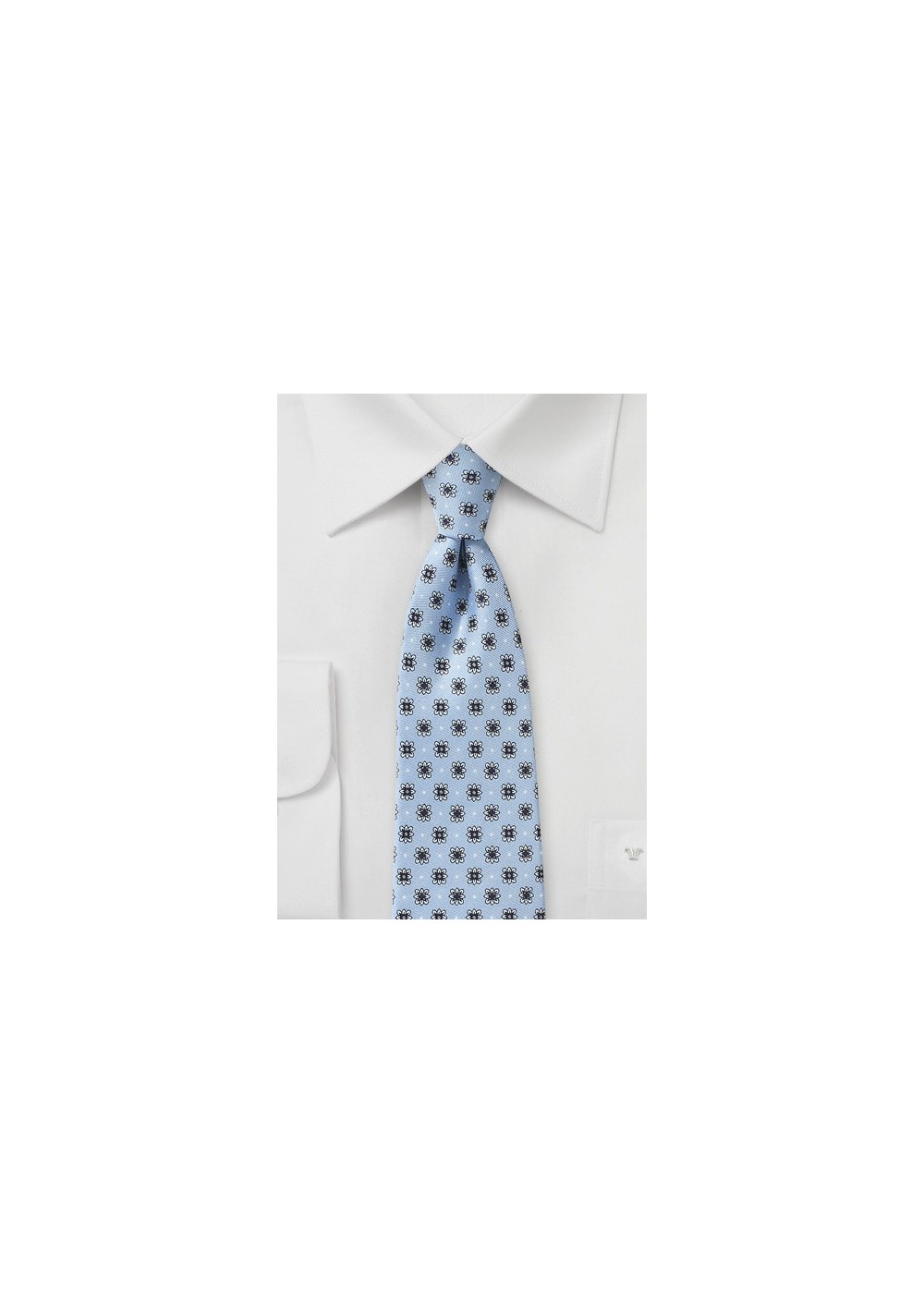 Powder Blue and Silver Floral Tie
