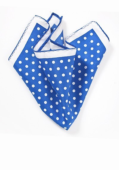 Bright Blue and White Pocket Square