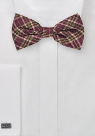 Burgundy and Lime Plaid Bow Tie