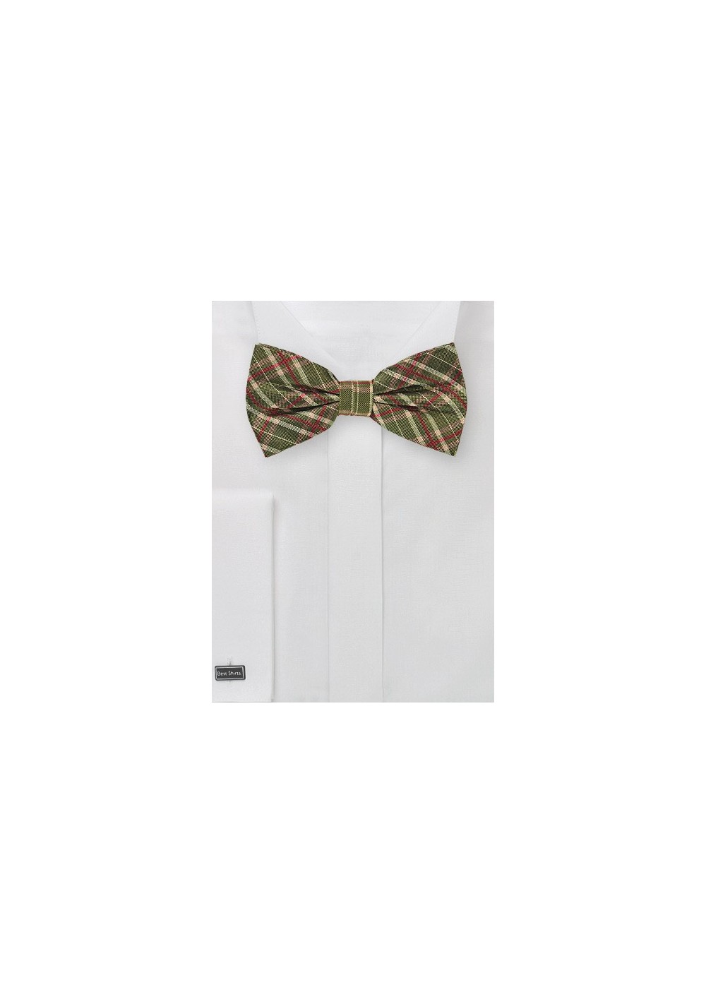Tartan Plaid Bow Tie in Olive Green