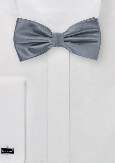 Gray Satin Bow Tie