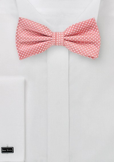 Pin Dot Bow Tie in Light Coral Pink