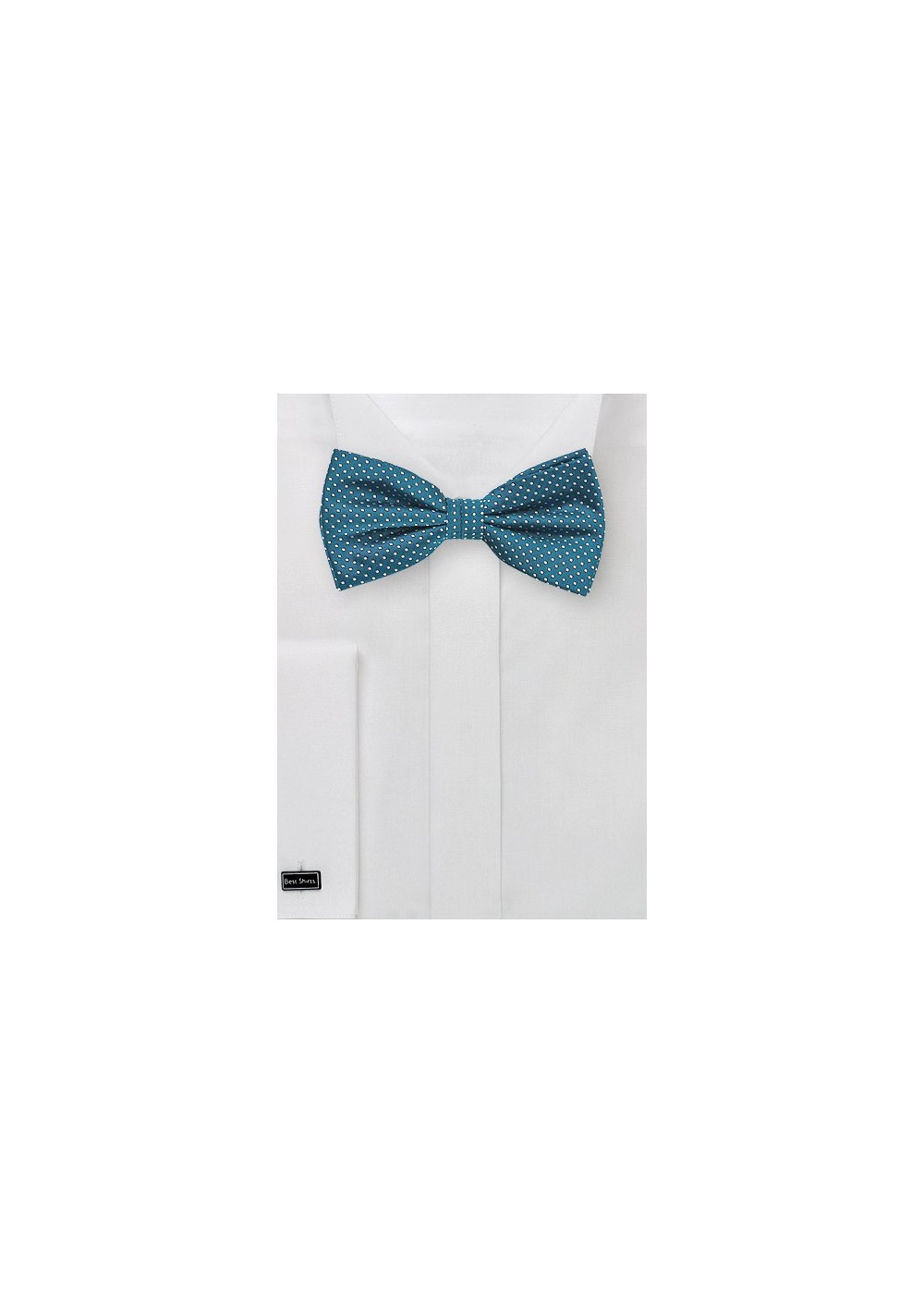 Teal Pin Dot Bow Tie