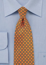 Foulard Print Tie in Bright Orange