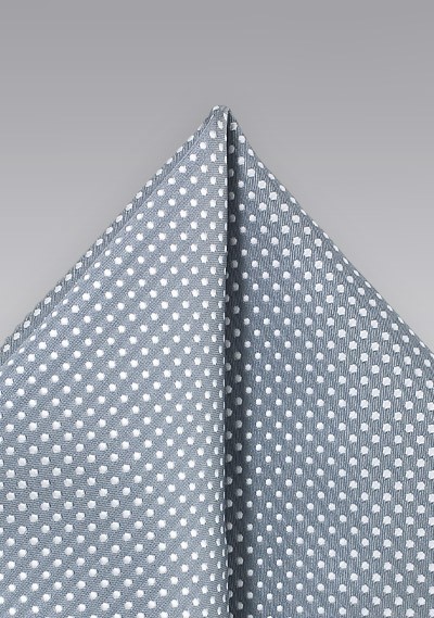 Formal Silver Pocket Square with Dots