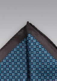 Blue and Brown Floral Pocket Square