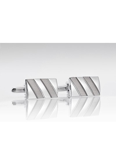 Elegant Silver Cufflinks with Striped Design