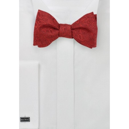 Rich Red Paisley Bow Tie in Self Tie Style