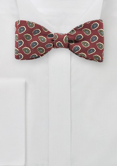 Vintage Paisley BowTie in Classic Red