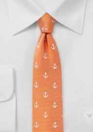 Tangerine Anchor Print Tie