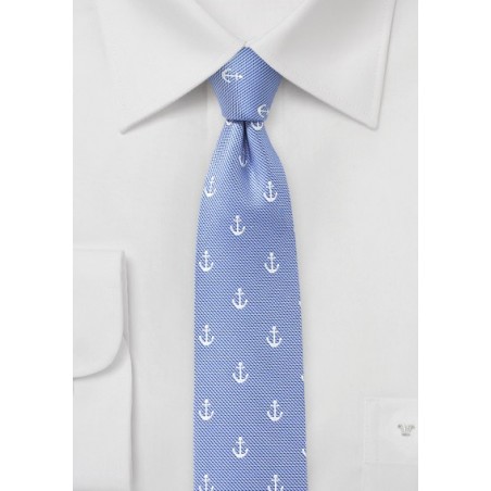 Light Blue Anchor Print Tie