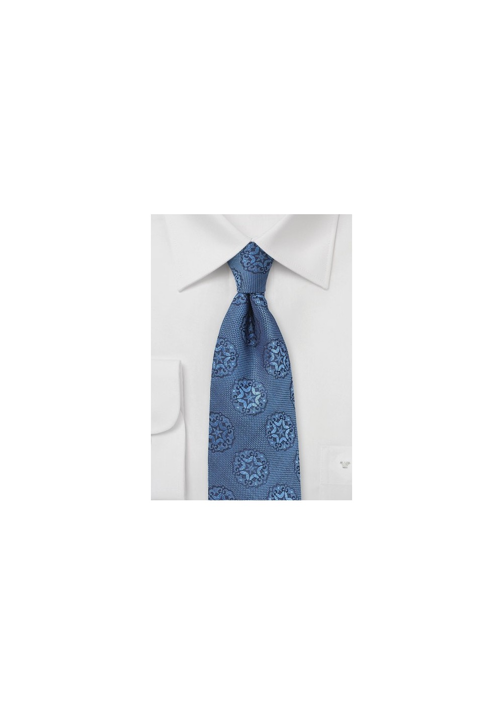 Indigo Blue Woven Medallion Print Tie