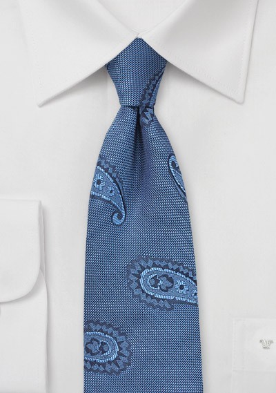 Woven Paisley Tie in Indigo