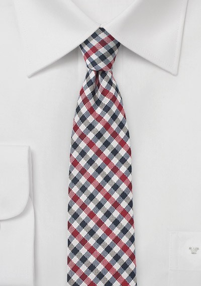 Autumn Gingham Tie in Red and Navy