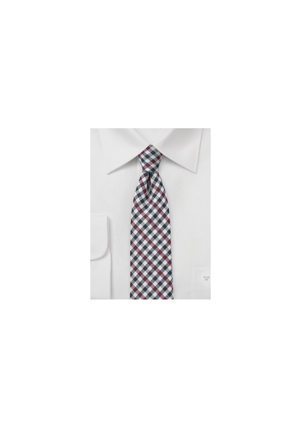 Wine Red and Navy Gingham Tie