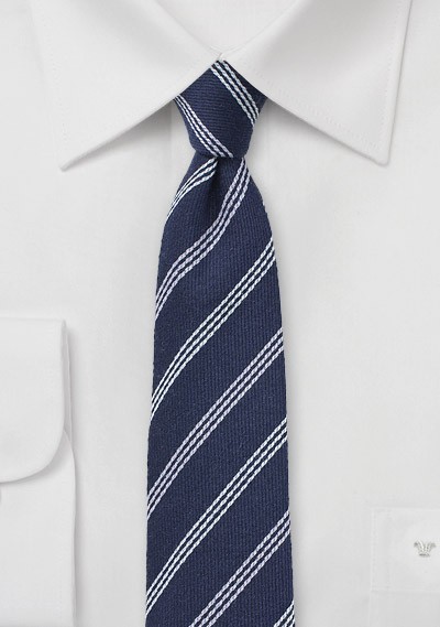 Wool Striped Skinny Tie
