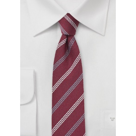 Dark Red Wool Skinny Tie