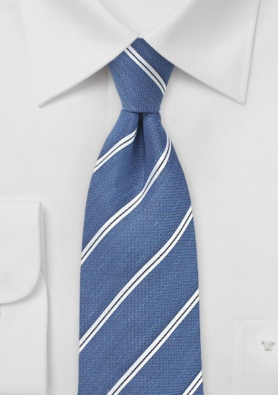 Silk and Linen Tie in Indigo Blue