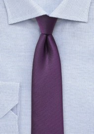 Skinny Matte Textured Tie in Plum