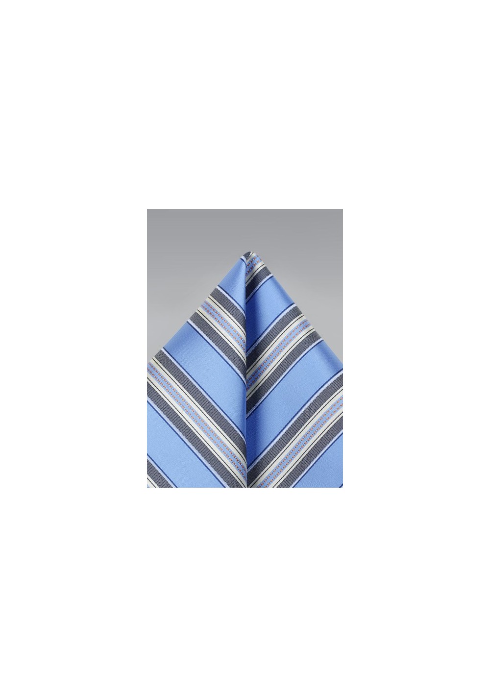 Striped Pocket Square in Blue and Gray