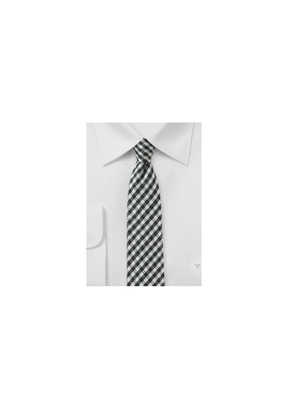 Trendy Gingham Check Skinny Tie