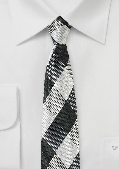 Large Gingham Check Skinny Tie
