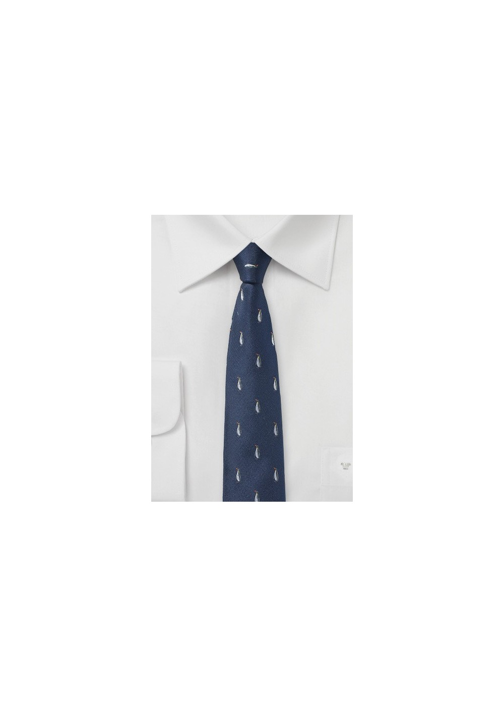 Navy Tie with Penguin Pattern