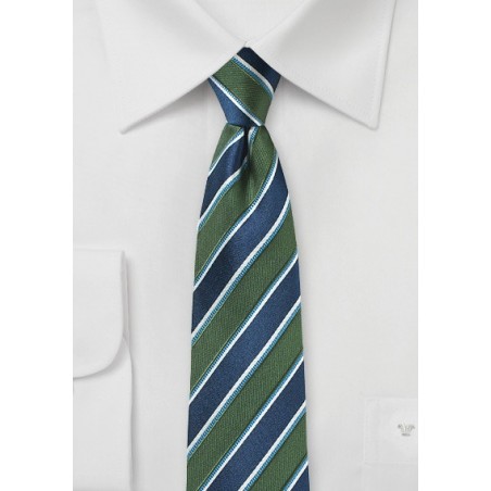 Awning Stripe Tie in Forest Green and Navy