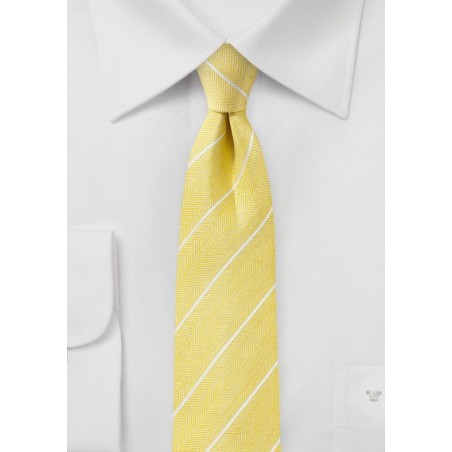 Linen Striped Summer Tie in Snapdragon Yellow