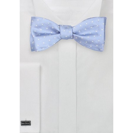 Soft Blue Bow Tie with Polka Dots