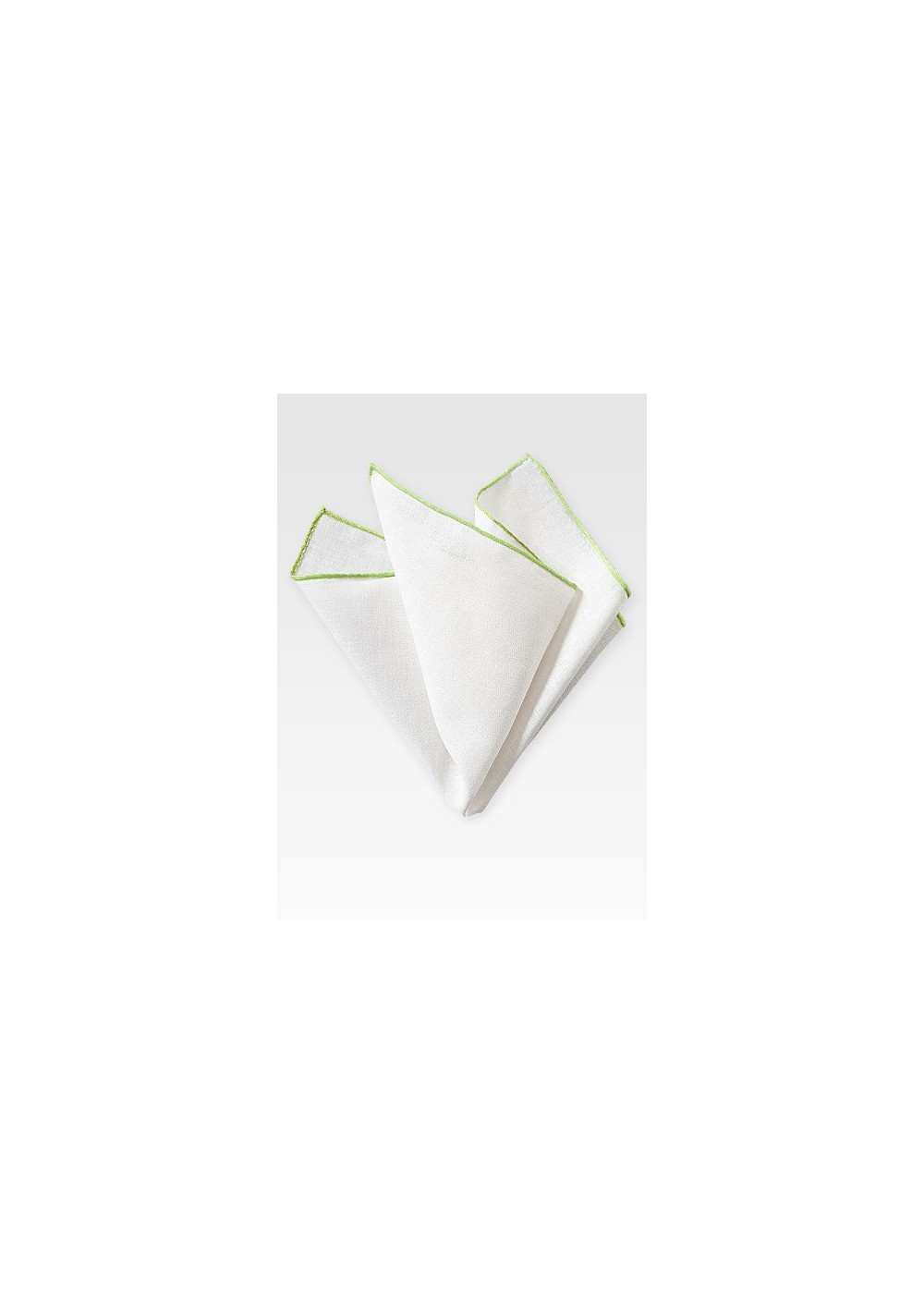 White Linen Hanky with Lime Border