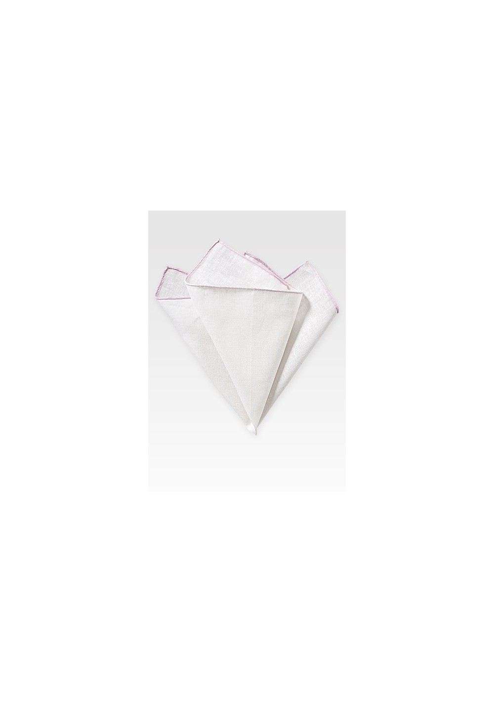 White Linen Hanky with Blush Color Border