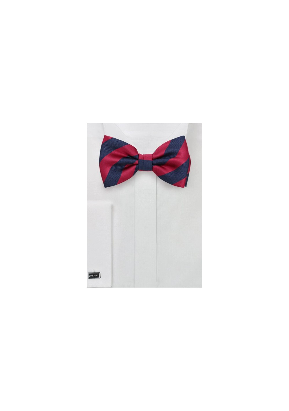 Navy and Red Striped Bow Tie