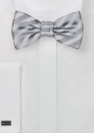 Kids Striped Bow Tie in Silver