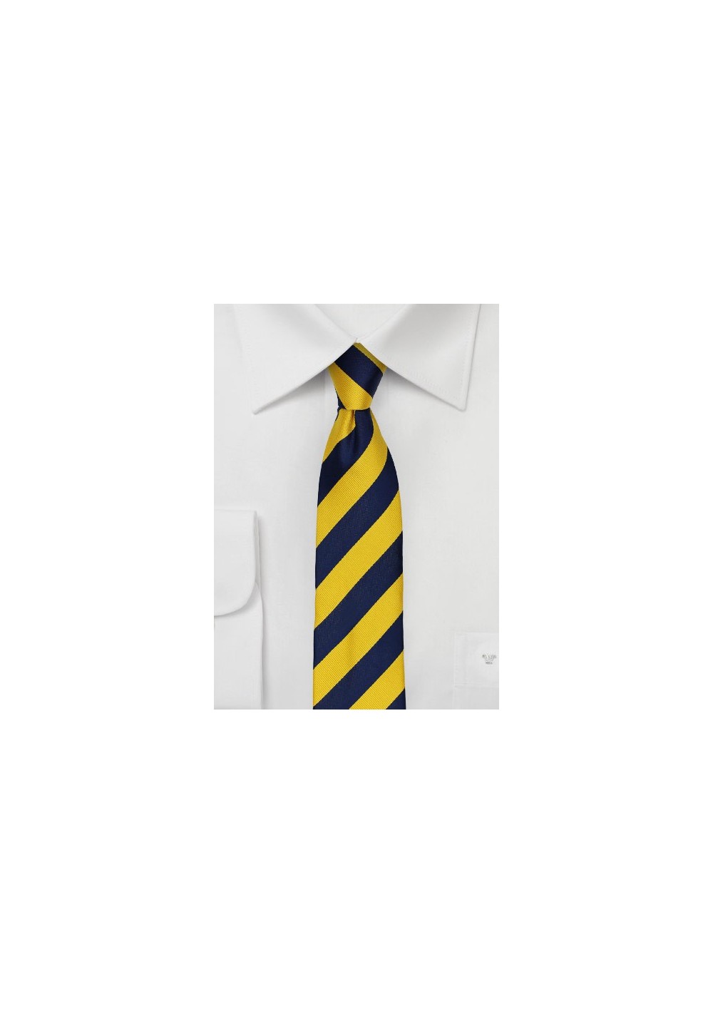 Skinny Striped Tie in Navy and Yellow