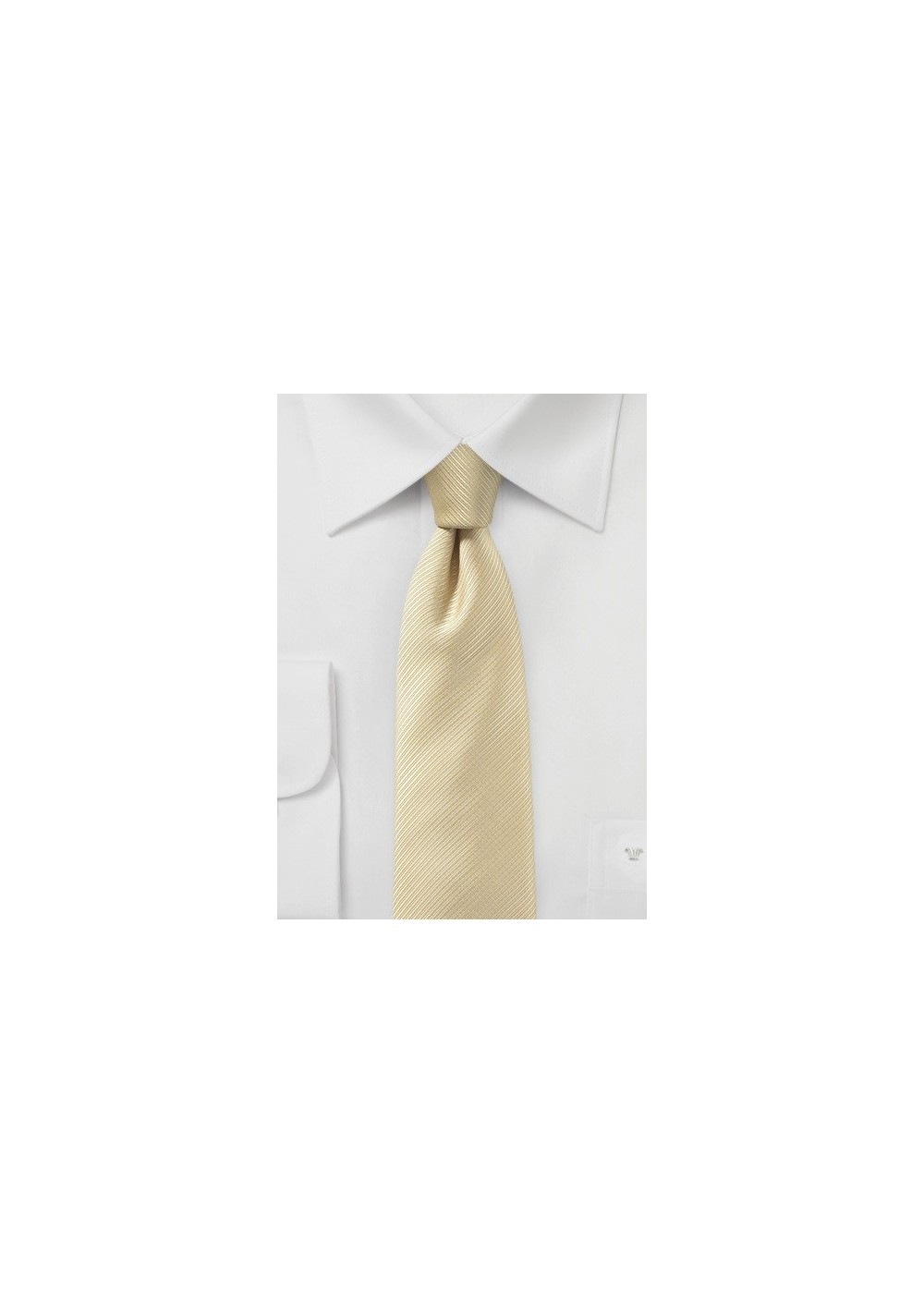 Ribbed Textured Skinny Tie in Cream