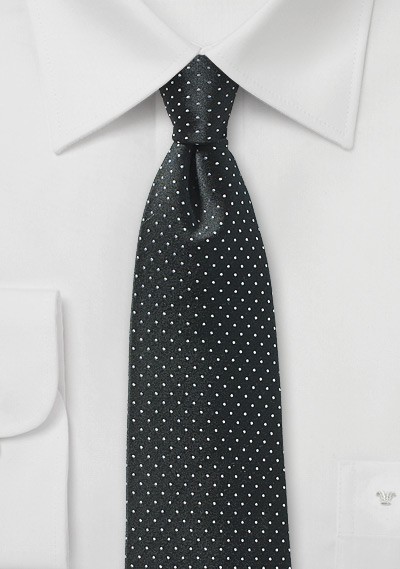 Black and Silver Pin Dot Silk Tie