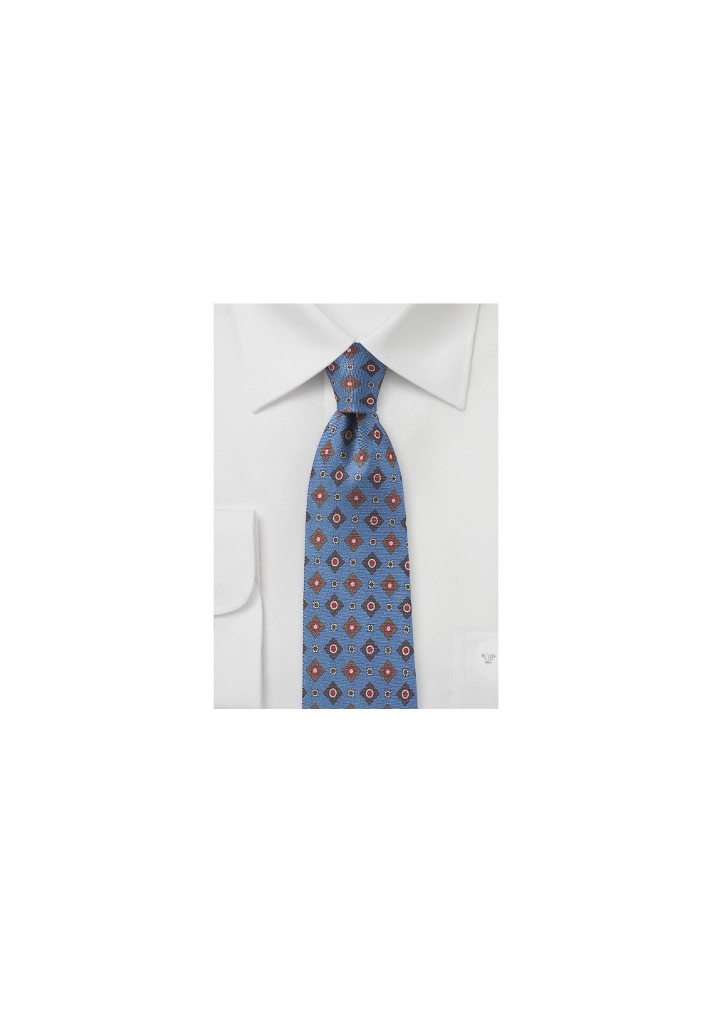 Vintage Medallion Print Tie in French Blue