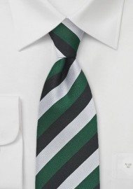Repp Stripe Kids Tie in Green, Silver, and Black