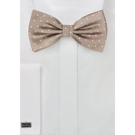 Elegant Silk Polka Dot Bow Tie in Fawn