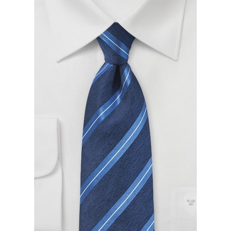 Modern Striped Silk Tie in Deep Blue