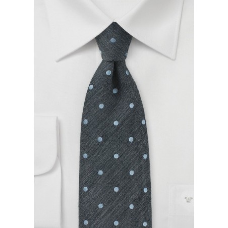 Pewter Necktie with Gray Polka Dots | Cheap-Neckties.com