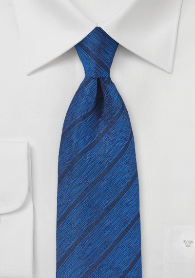 Deep Blue Designer Tie with Modern Stripe