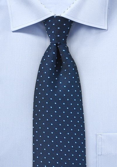 Navy Mens Tie with Light Blue Micro Dots