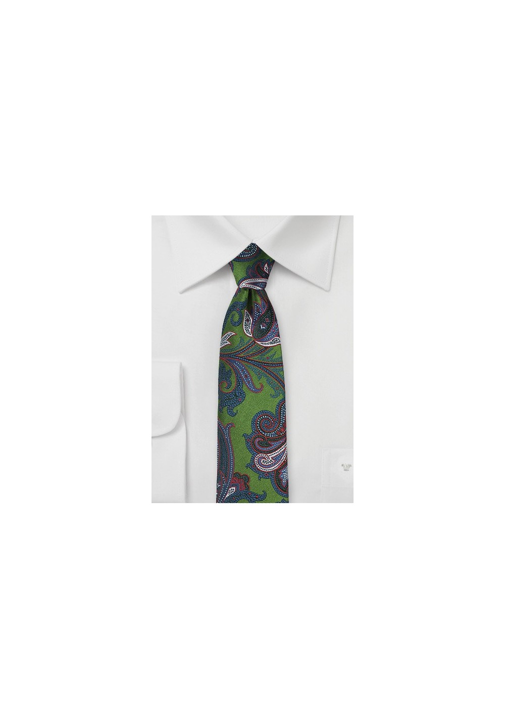Trendy Paisley Tie in Dill Green