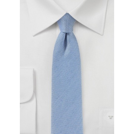 Linen Skinny Tie in Faded Denim Blue