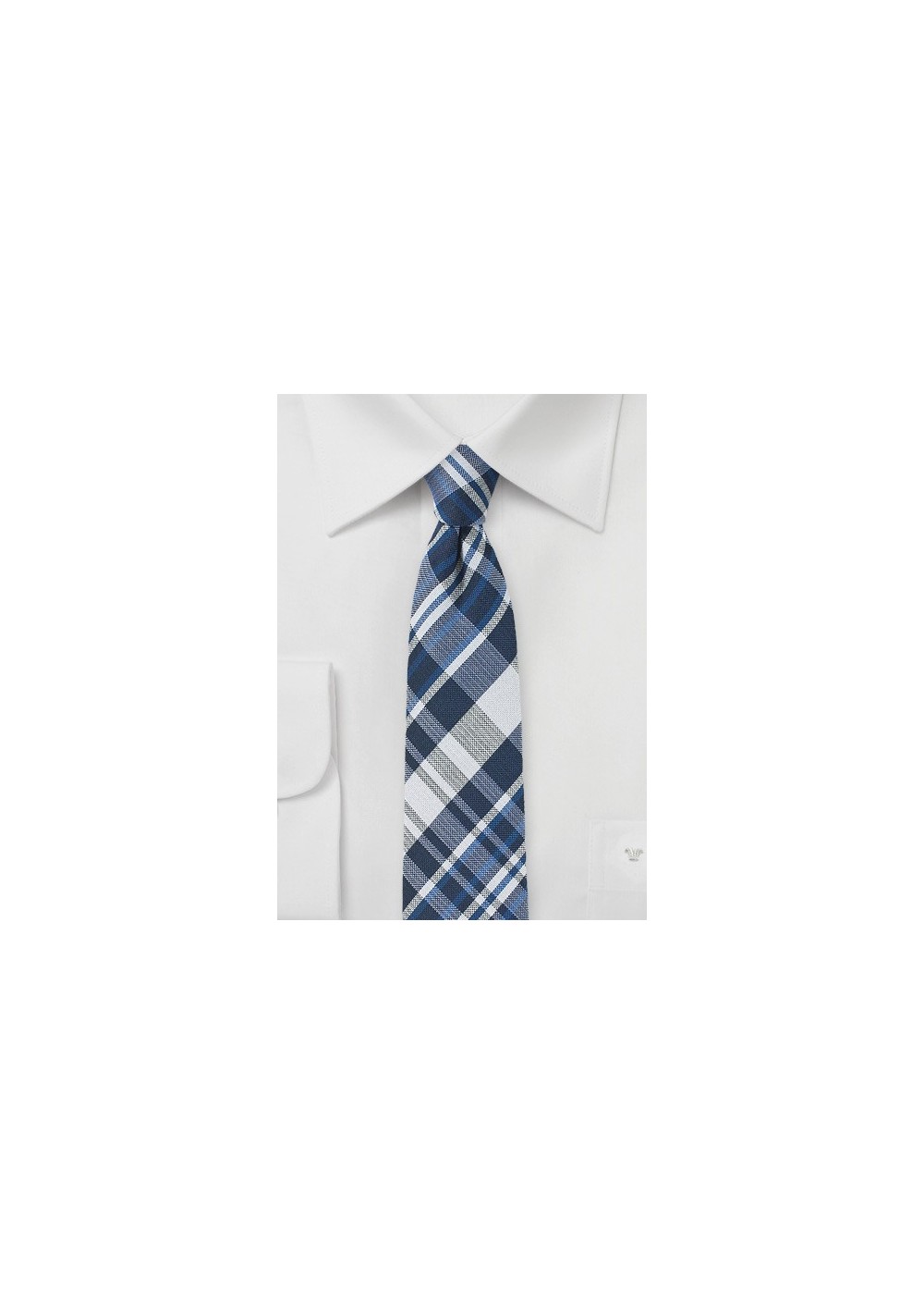 Cotton and Silk Blend Tie with Plaid
